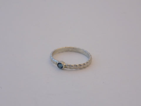 Dainty Sterling Silver Ring with London Blue Topaz - Size 6