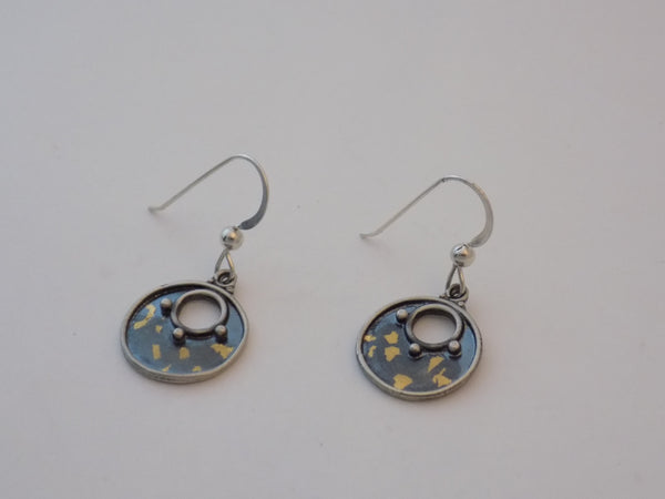 Argentium Silver and Speckled Gold Small Earrings