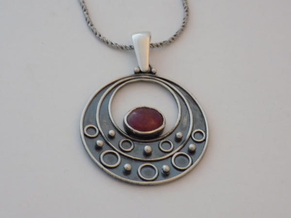Argentium Silver and Natural Ruby Necklace