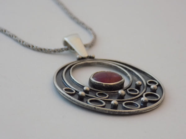 Argentium Silver and Natural Ruby Necklace
