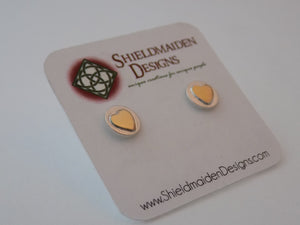 Sterling Silver with Brass Heart Stud Earrings