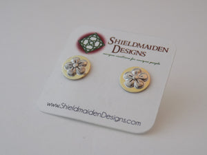 Gold and Silver Flower Stud Earrings