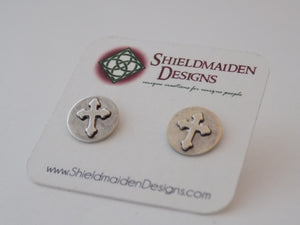 Sterling Silver and Cross Stud Earrings