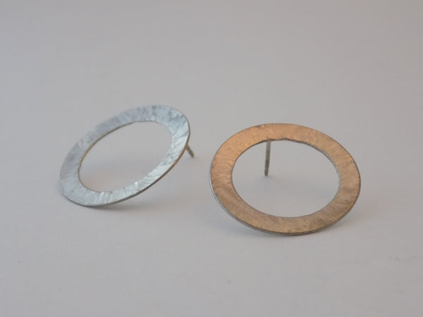 Hammered Sterling Silver Open Circle Post Earrings