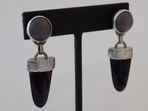 Moonstone and Onyx Earrings
