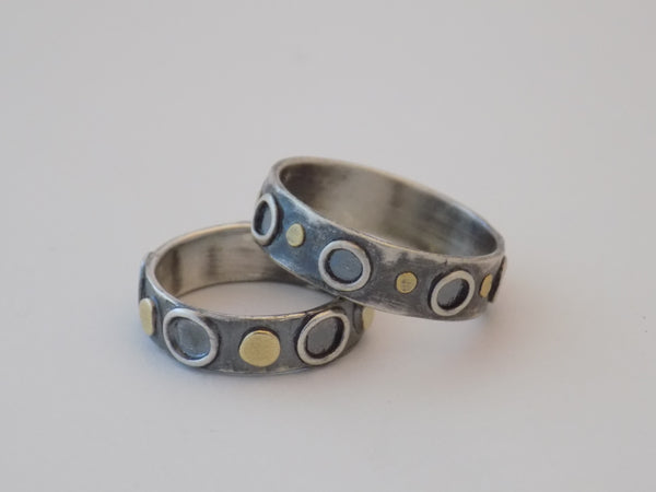 Argentium Silver Ring with 22K Gold Dots