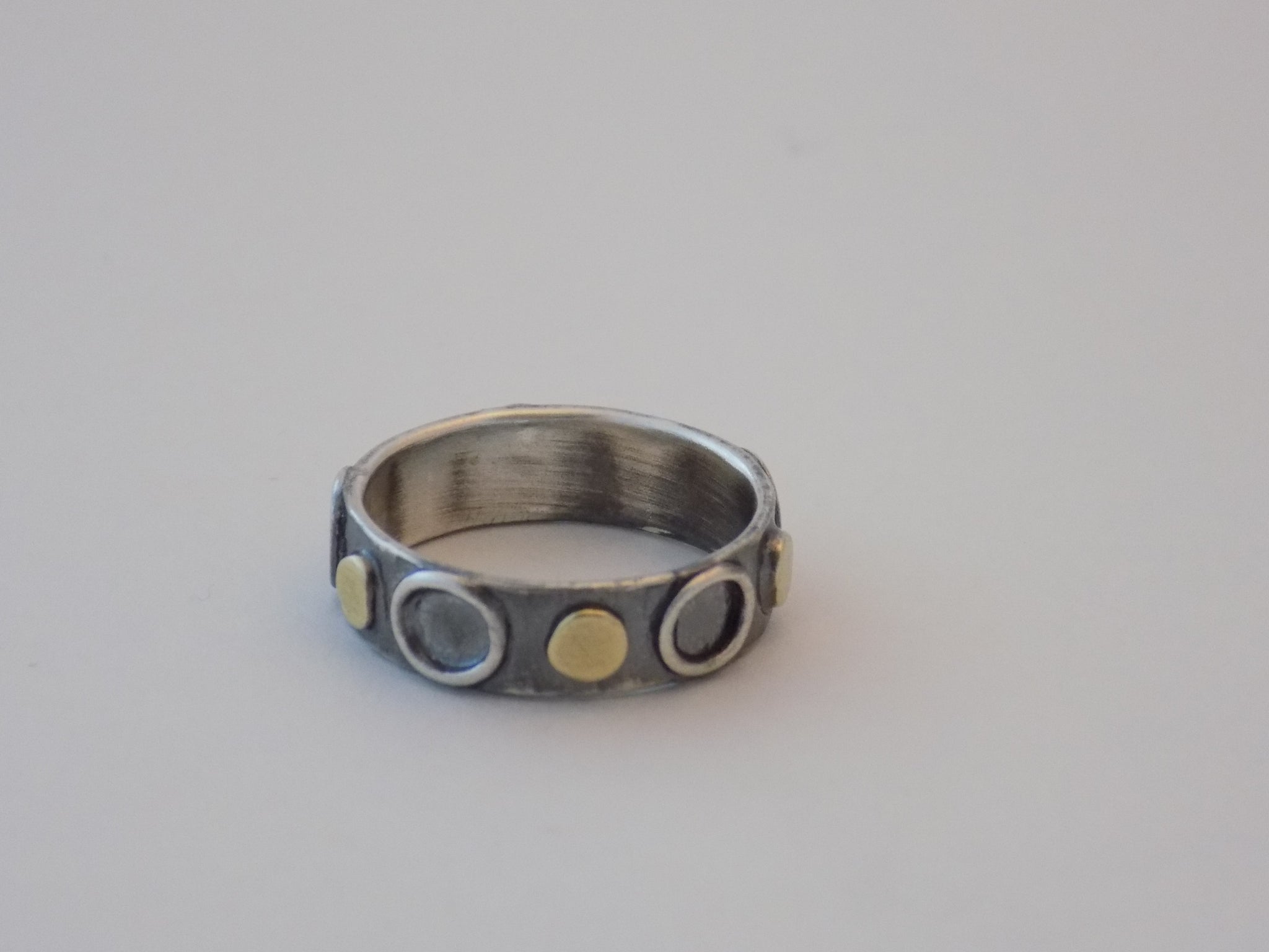 Argentium Silver Ring with 22K Gold Large Dots