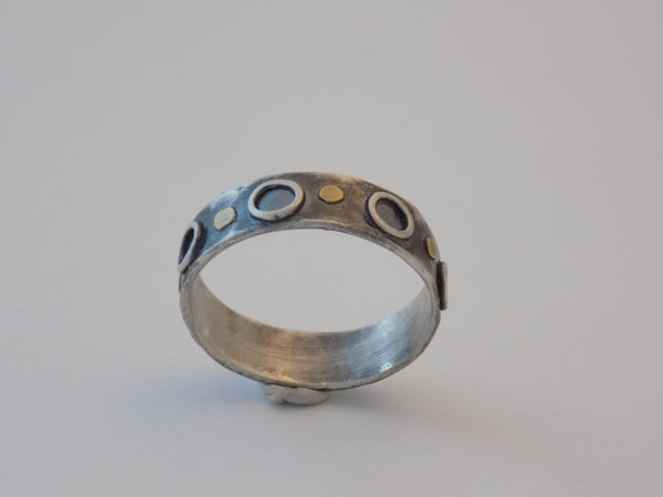 Argentium Silver Ring with 22K Gold Dots