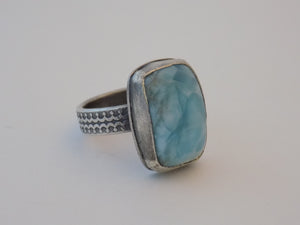 Sterling Silver and Larimar Ring - Size 9.75