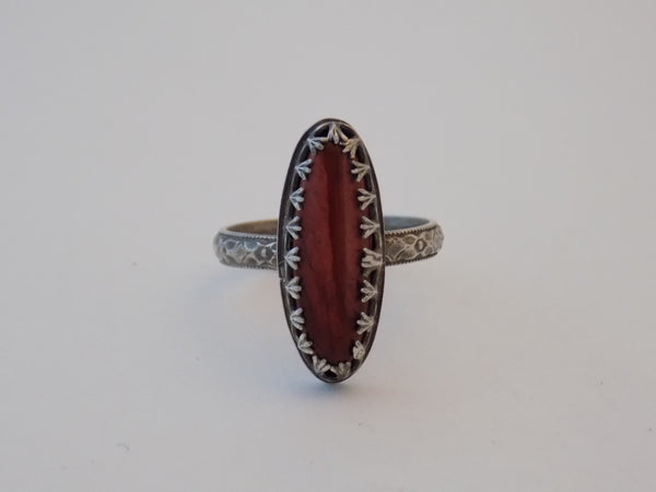 Sterling Silver and Mookaite Jasper Ring - Size 7