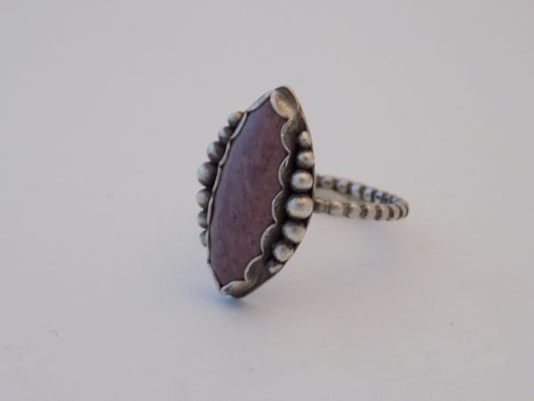 Sterling Silver and Pink Mookaite Jasper Ring - Size 9