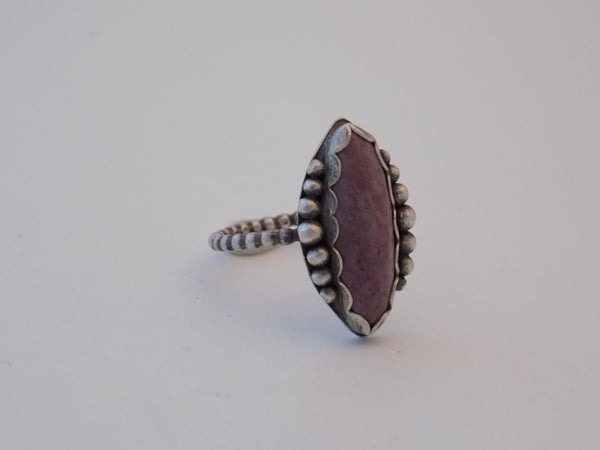 Sterling Silver and Pink Mookaite Jasper Ring - Size 9