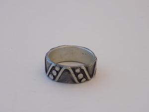 Argentium Silver Wide Band with Triangles and Dots