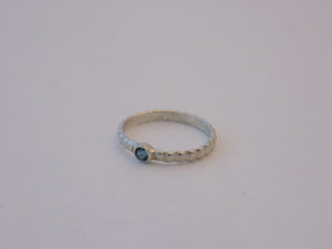 Dainty Sterling Silver Ring with London Blue Topaz - Size 6
