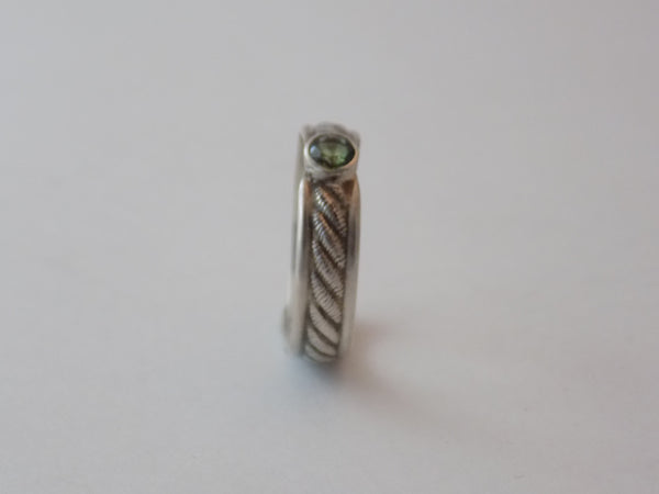 Sterling Silver And Moldavite Ring - Size 8.5