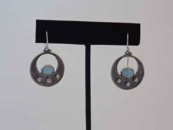 Argentium Circle Earrings with Larimar