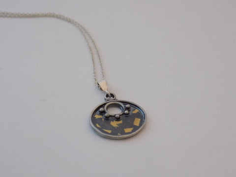 Argentium Silver and Speckled Gold Pendant