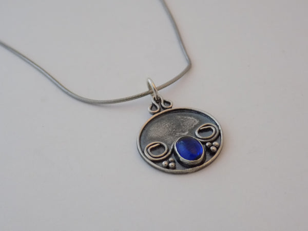 Argentium Silver and Blue Spinel Necklace