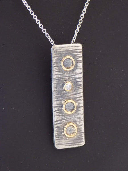 Argentium Silver, 18K Gold and Diamond Necklace