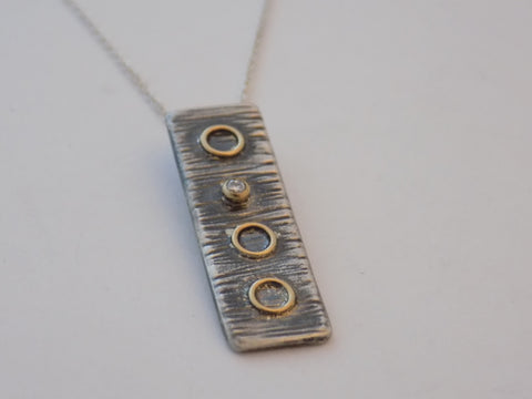 Argentium Silver, 18K Gold and Diamond Necklace