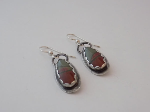 Red Creek Jasper and Sterling Silver Earrings