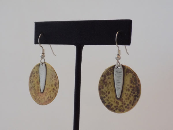 Antiqued Brass Circles with Sterling Silver Earrings