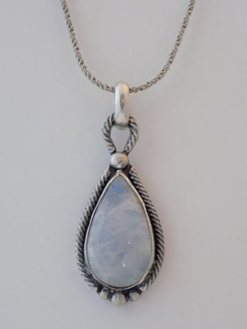 Sterling Silver and Moonstone Teardrop Necklace