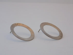 Hammered Sterling Silver Open Circle Post Earrings