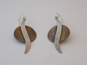 Copper and Sterling Silver Wave Earrings