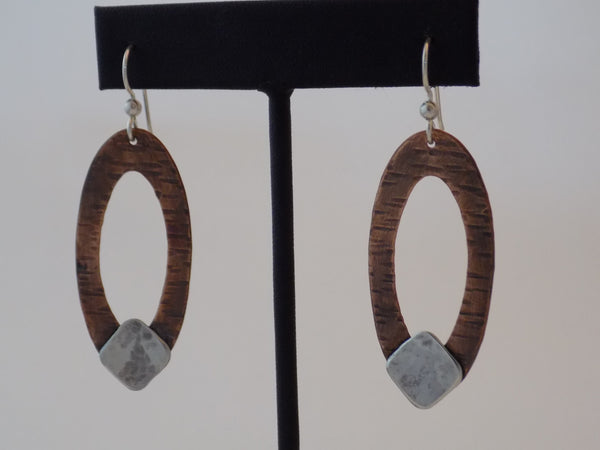 Large Copper Ovals with Sterling Silver Earrings