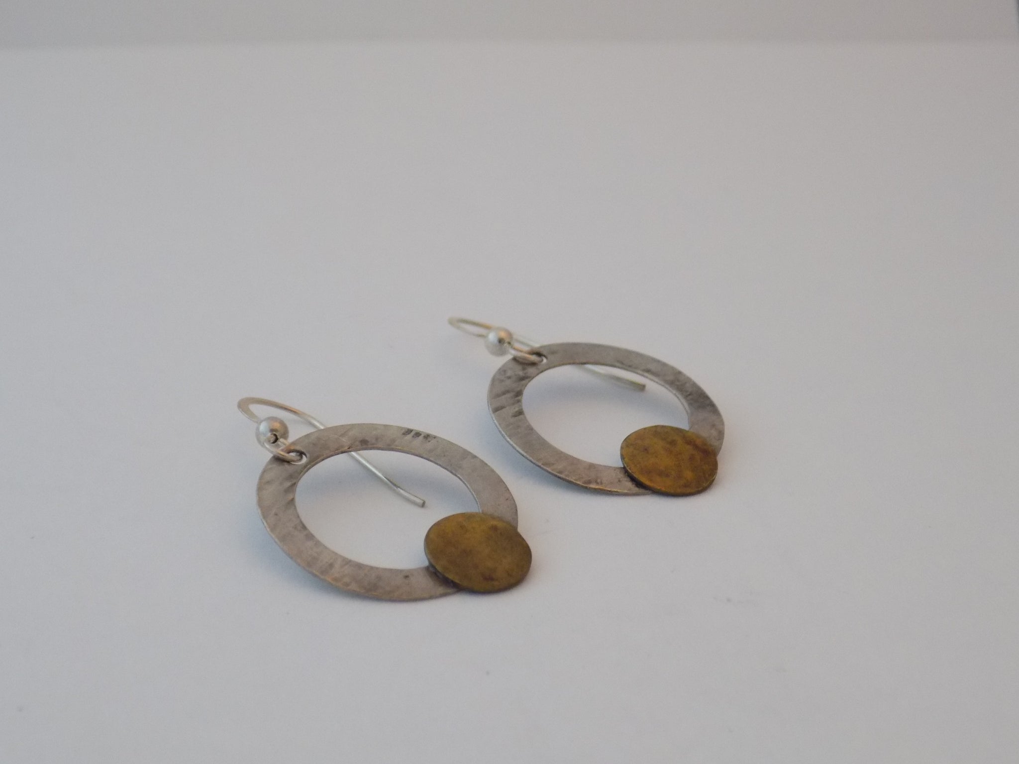 Sterling Silver Circles with Brass Earrings