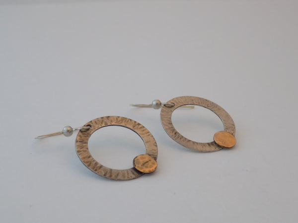 Sterling Silver Circles with Brass Earrings